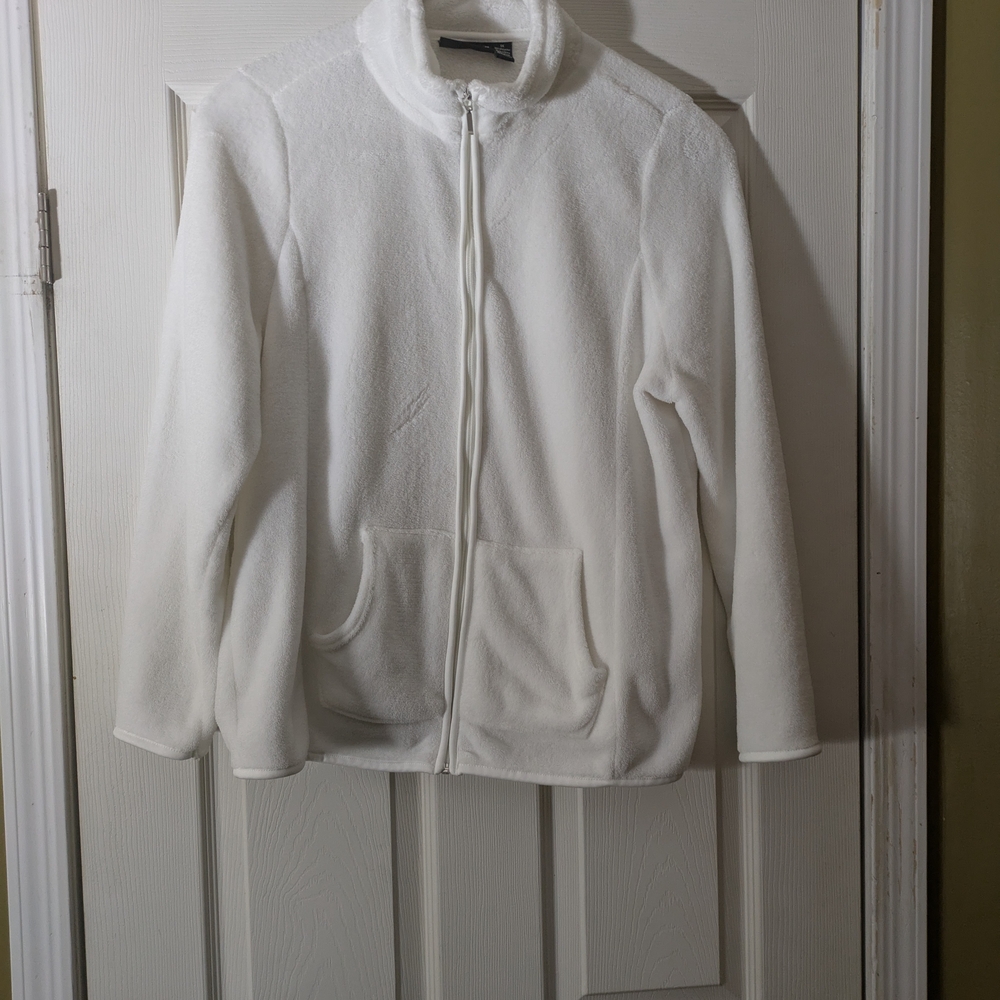 White Teddy Jacket with Cozy Texture and Standing Collar